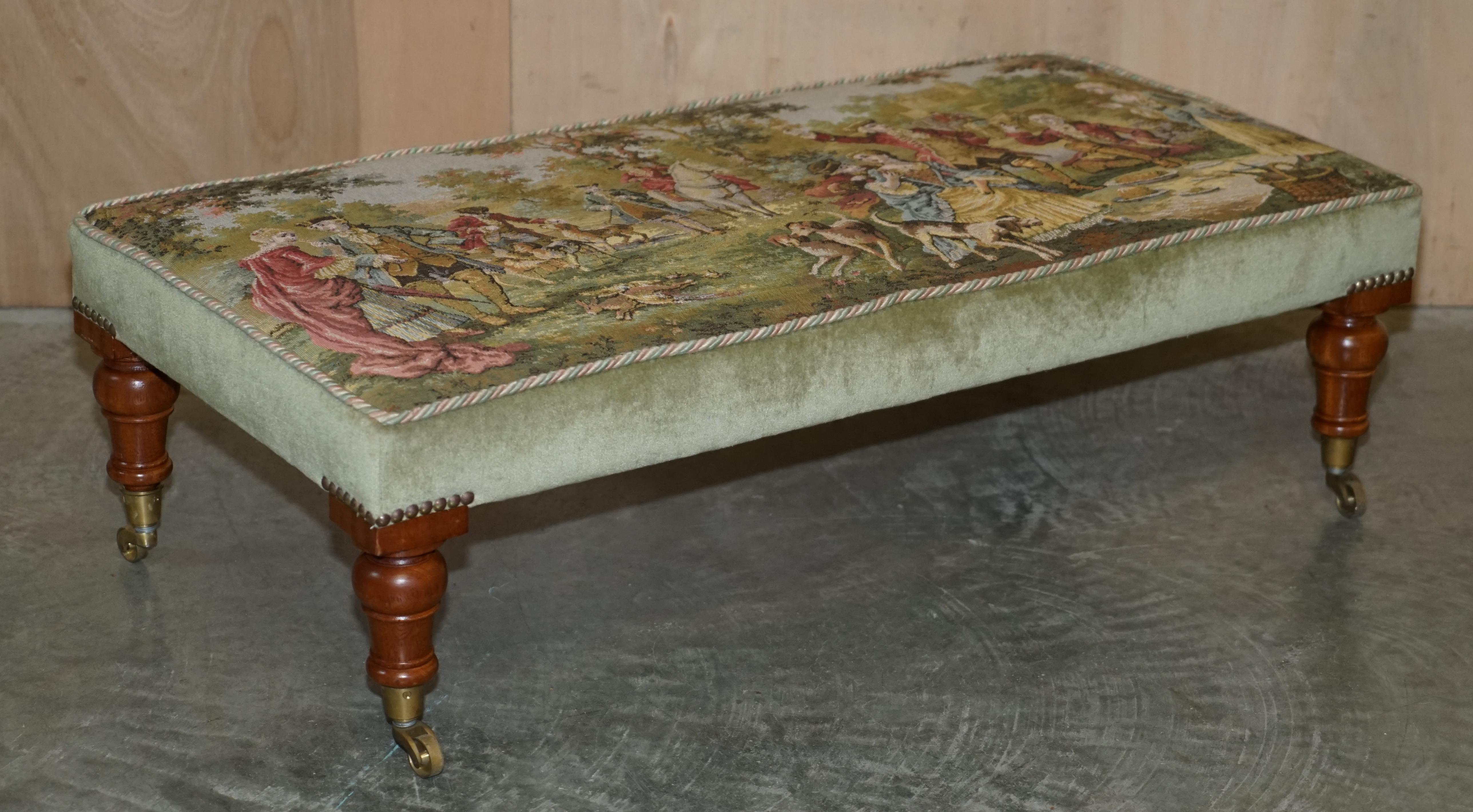 We are is delighted to offer for sale this lovely hand Embroidered mahogany framed William & Mary style Victorian footstool or ottoman which is part of a suite

This stool is part of of a suite, I have a matching footstool which is around half the