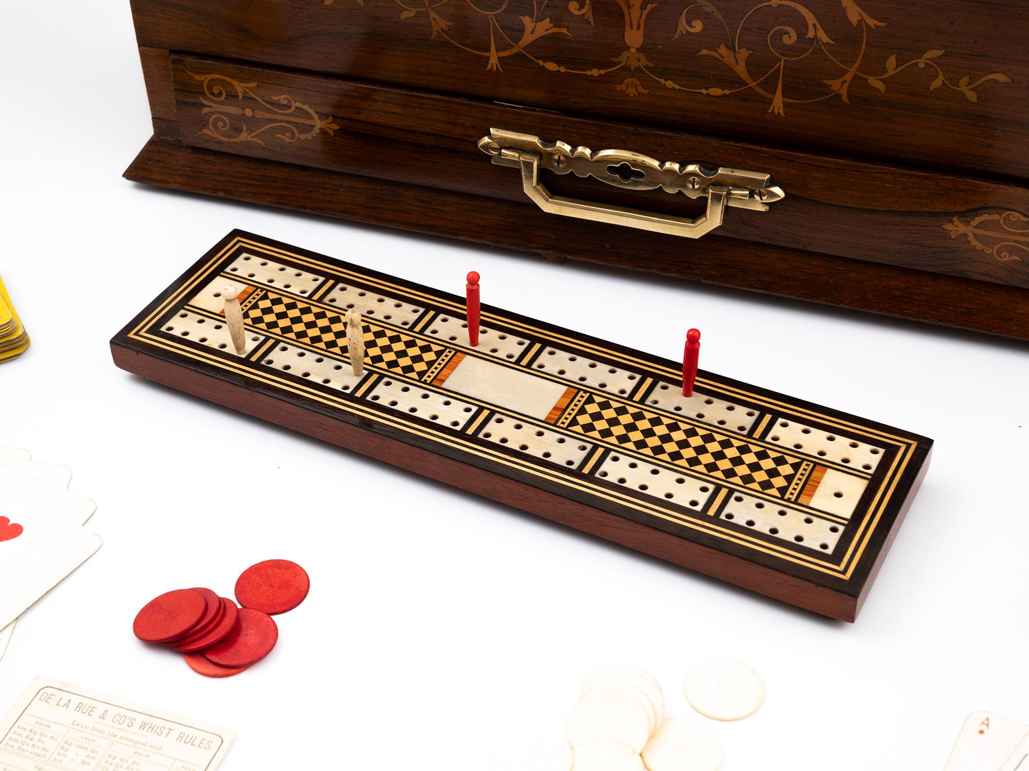Viktorianischer Antiquitäten-Dekanter Humidor-Spielkasten im Angebot 6