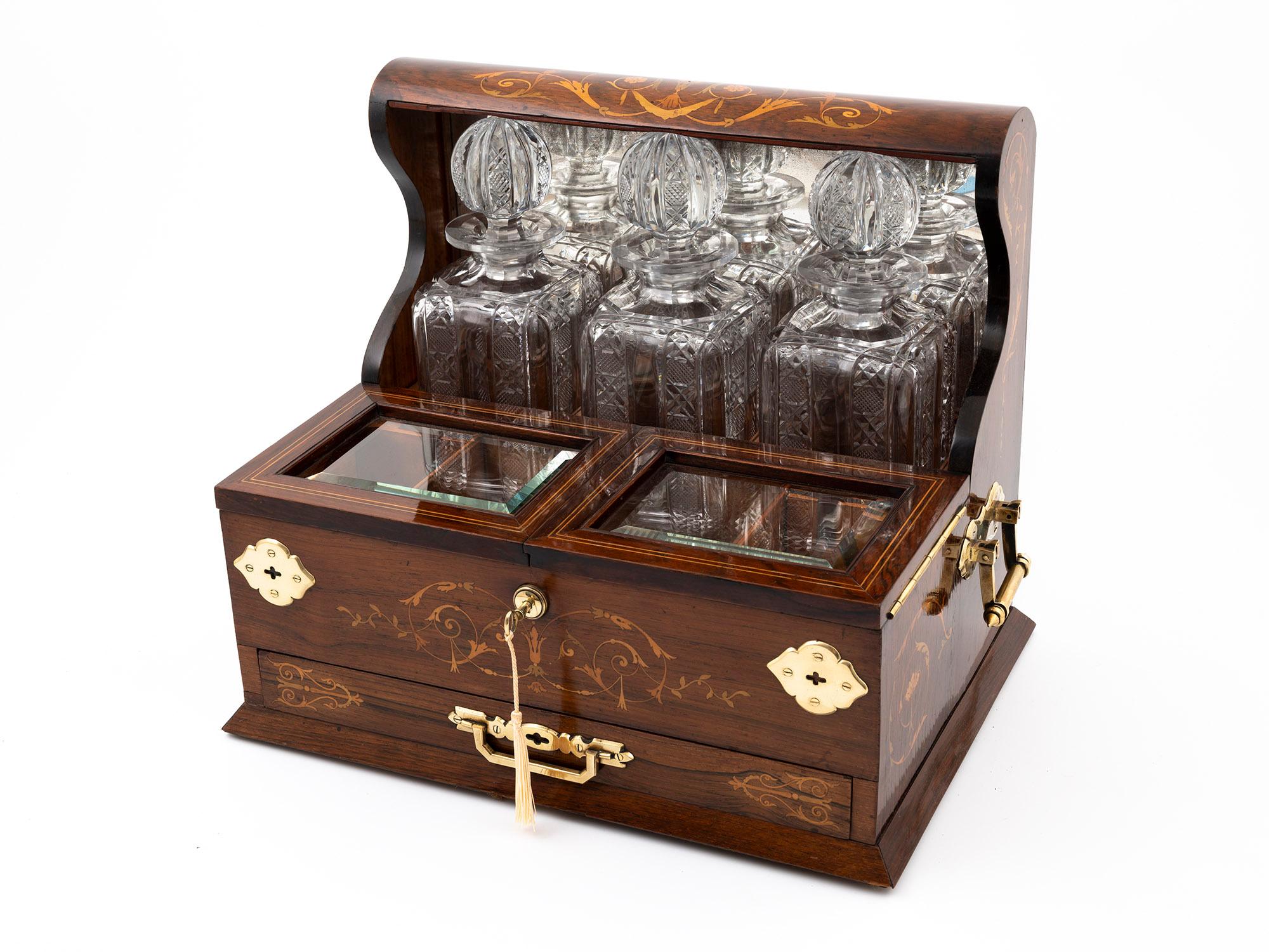 Victorian Antiques Decanter Humidor Games Box For Sale 9