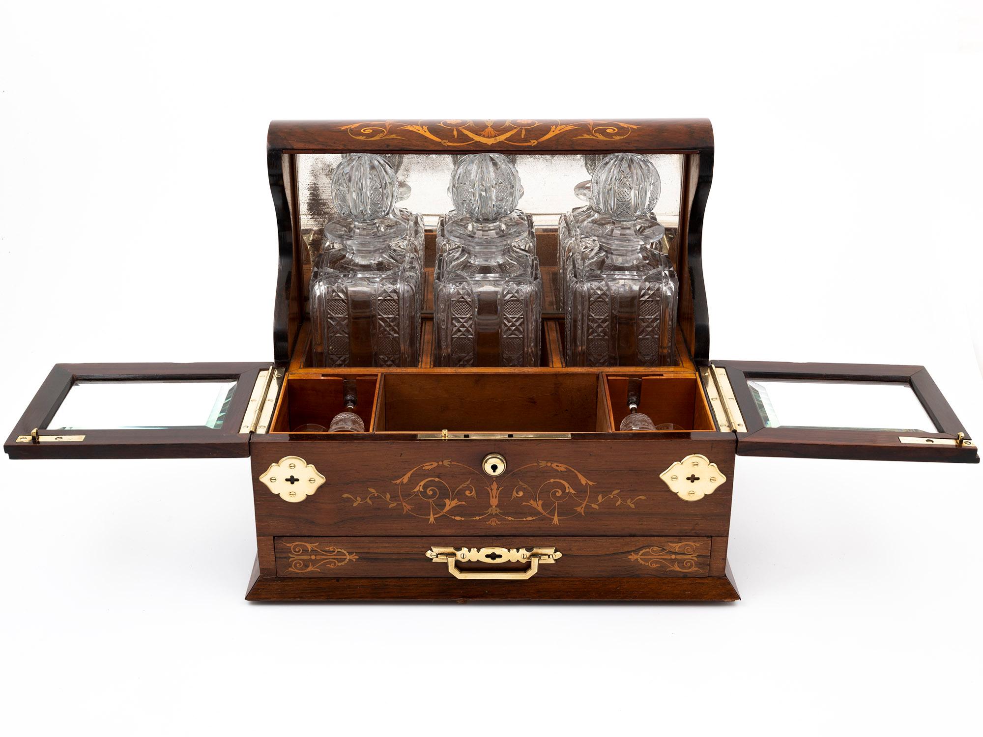 Victorian Antiques Decanter Humidor Games Box For Sale 1