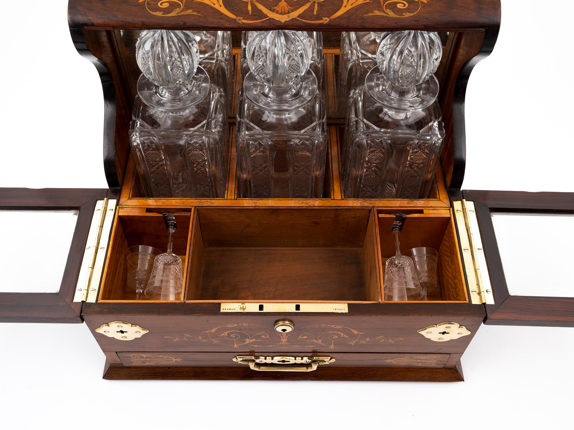 Victorian Antiques Decanter Humidor Games Box For Sale 2