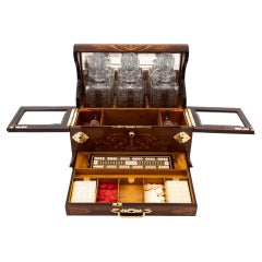 Used Victorian Antiques Decanter Humidor Games Box