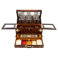 Viktorianischer Antiquitäten-Dekanter Humidor-Spielkasten