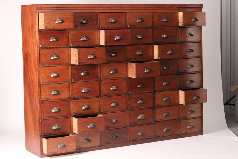 Victorian Apothecary with 48 Mahogany Faced Drawers at 1stDibs