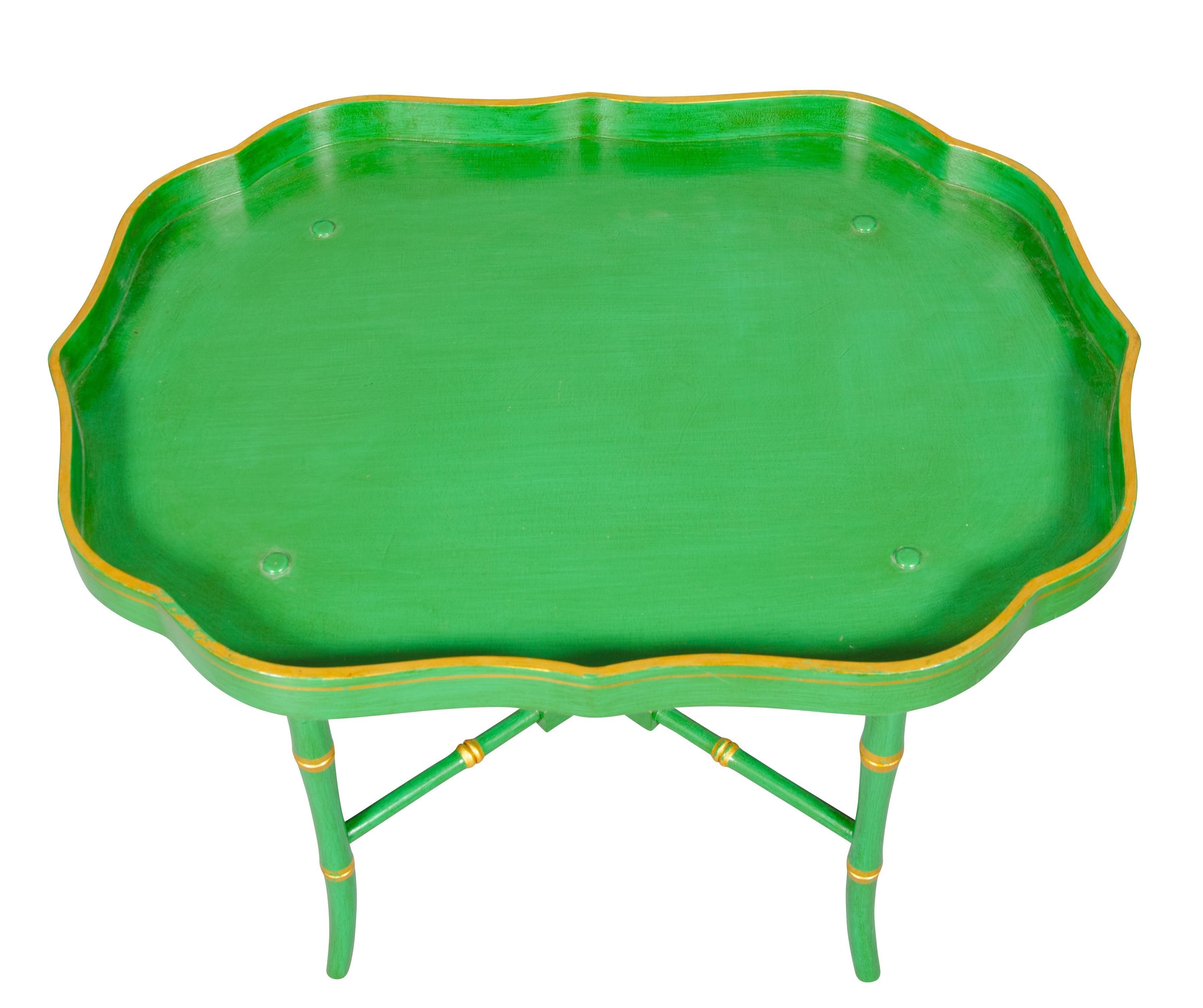 Victorian Apple Green Papier Mache Tray Table by Jennens & Bettridge's For Sale 4
