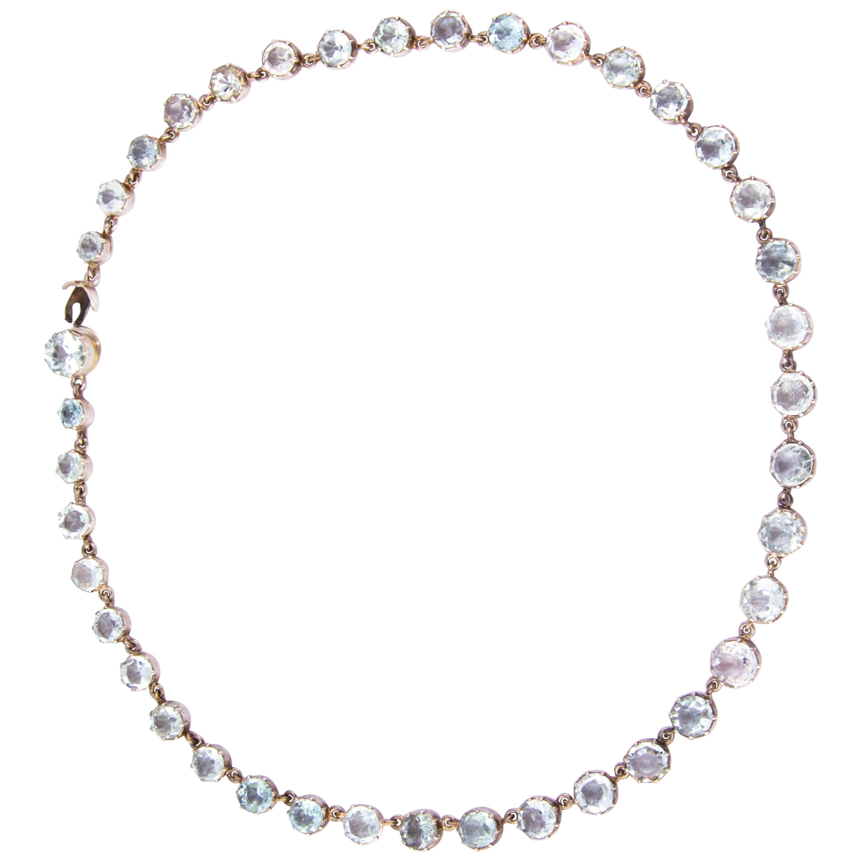 Victorian Aqua and Silver Riviere Necklace