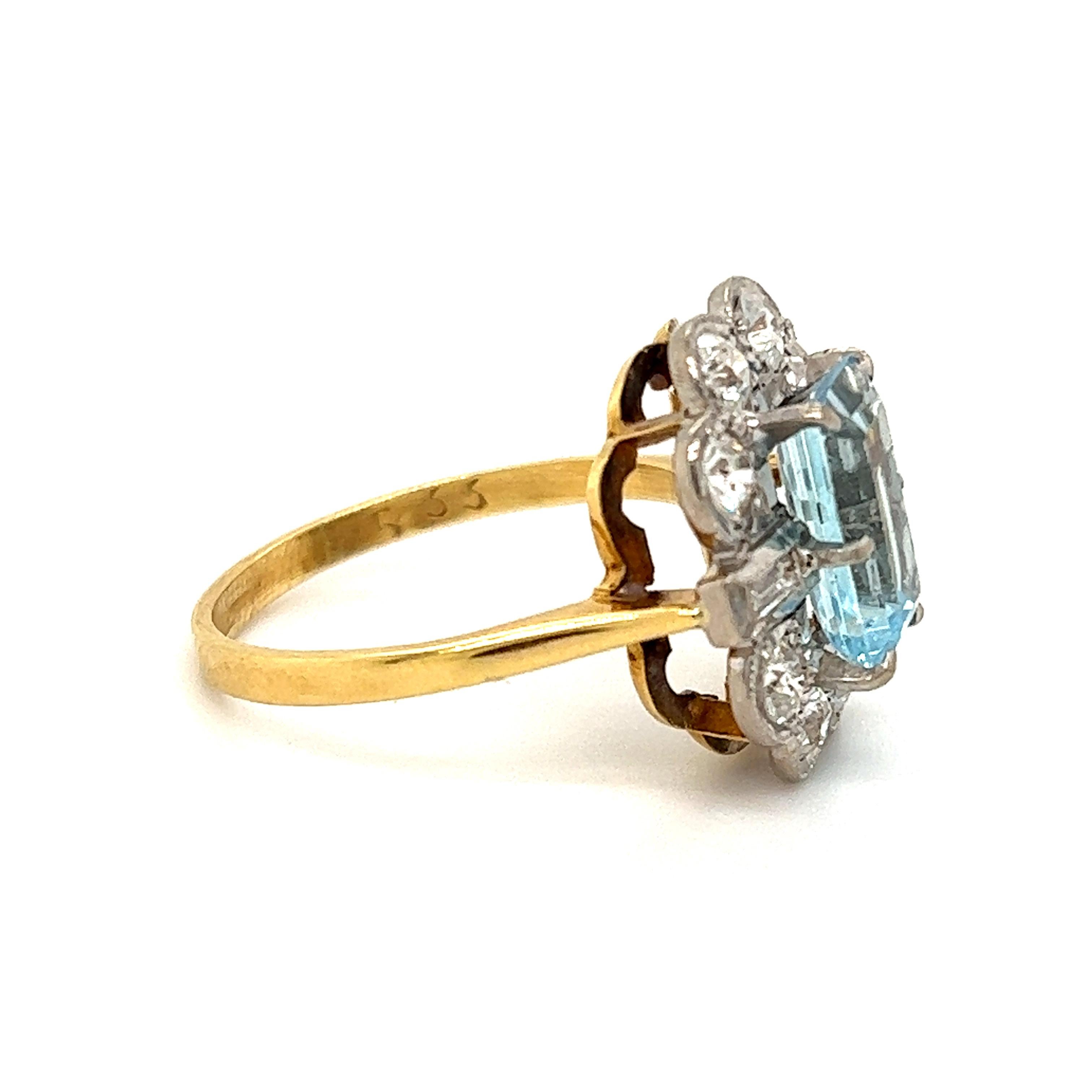 Women's Victorian Aqua Marine Gemstone & Diamond Ring