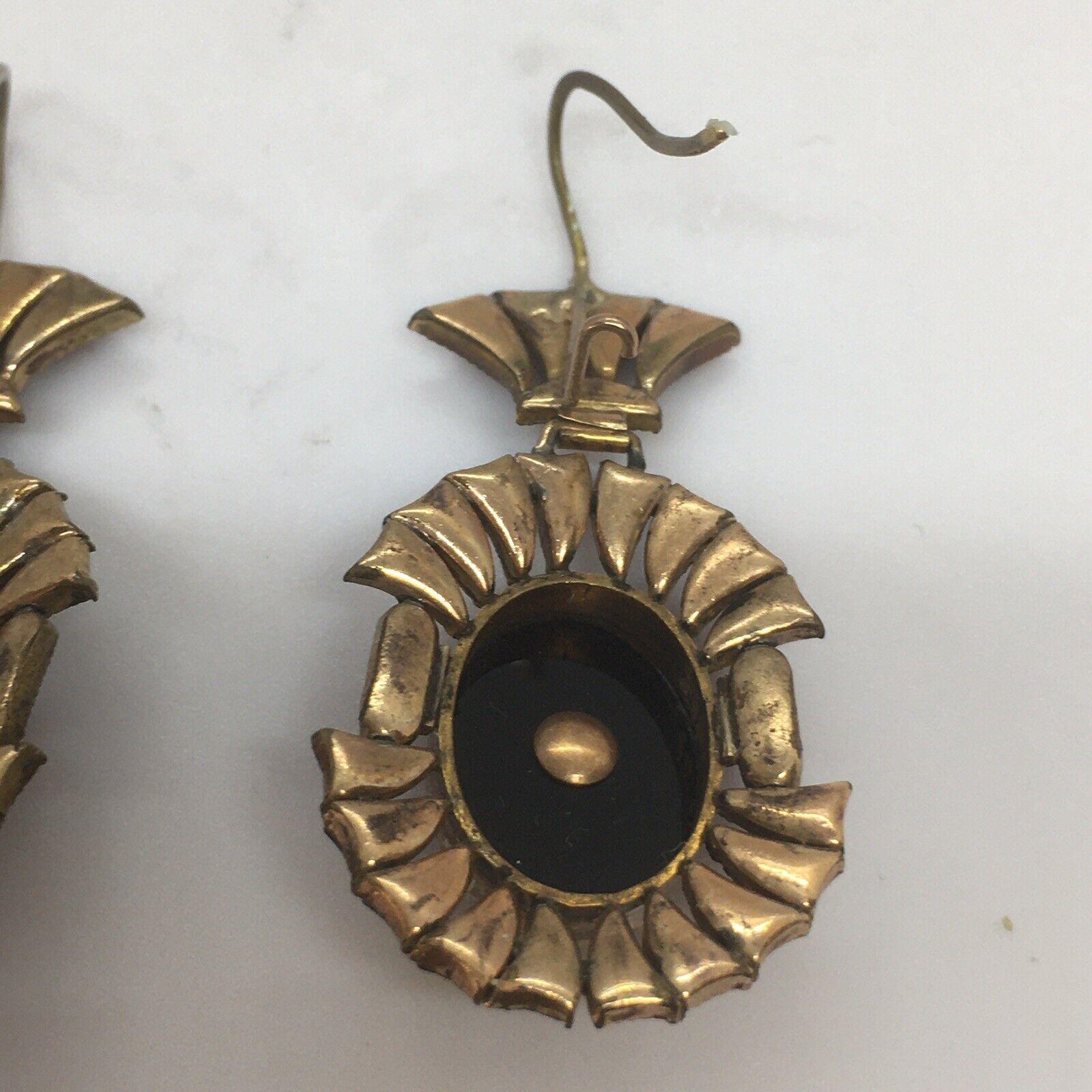 Women's Victorian Archeological Revival Drop Dangle Earrings Rolled Gold, 1880s For Sale
