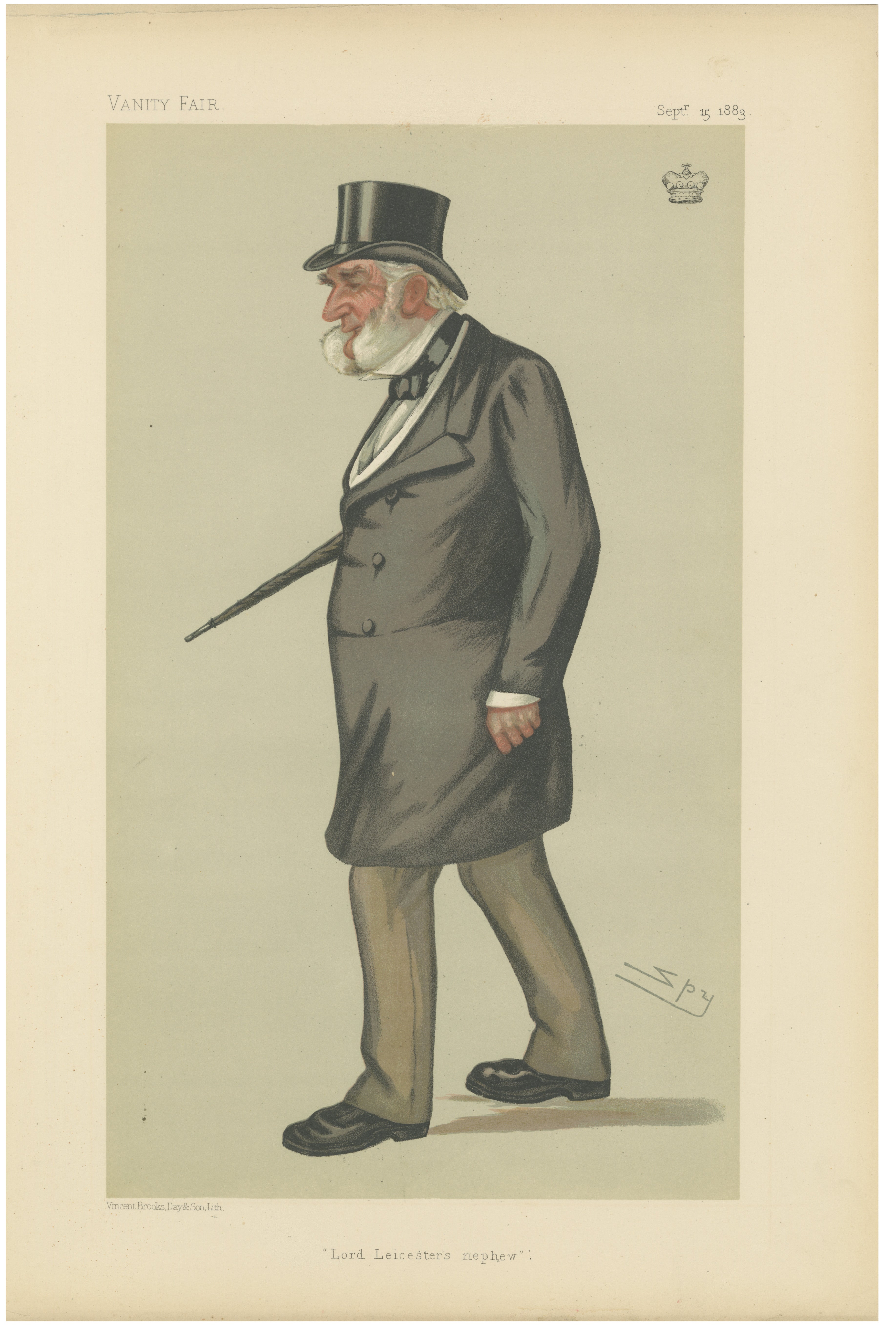 Victorian Aristocrat with Top Hat – Vanity Fair “Lord Leicester’s Nephew” 1883 For Sale