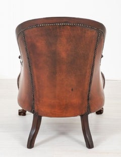 Victorian Arm Chair Leather Seat Cabriole Leg, 1860