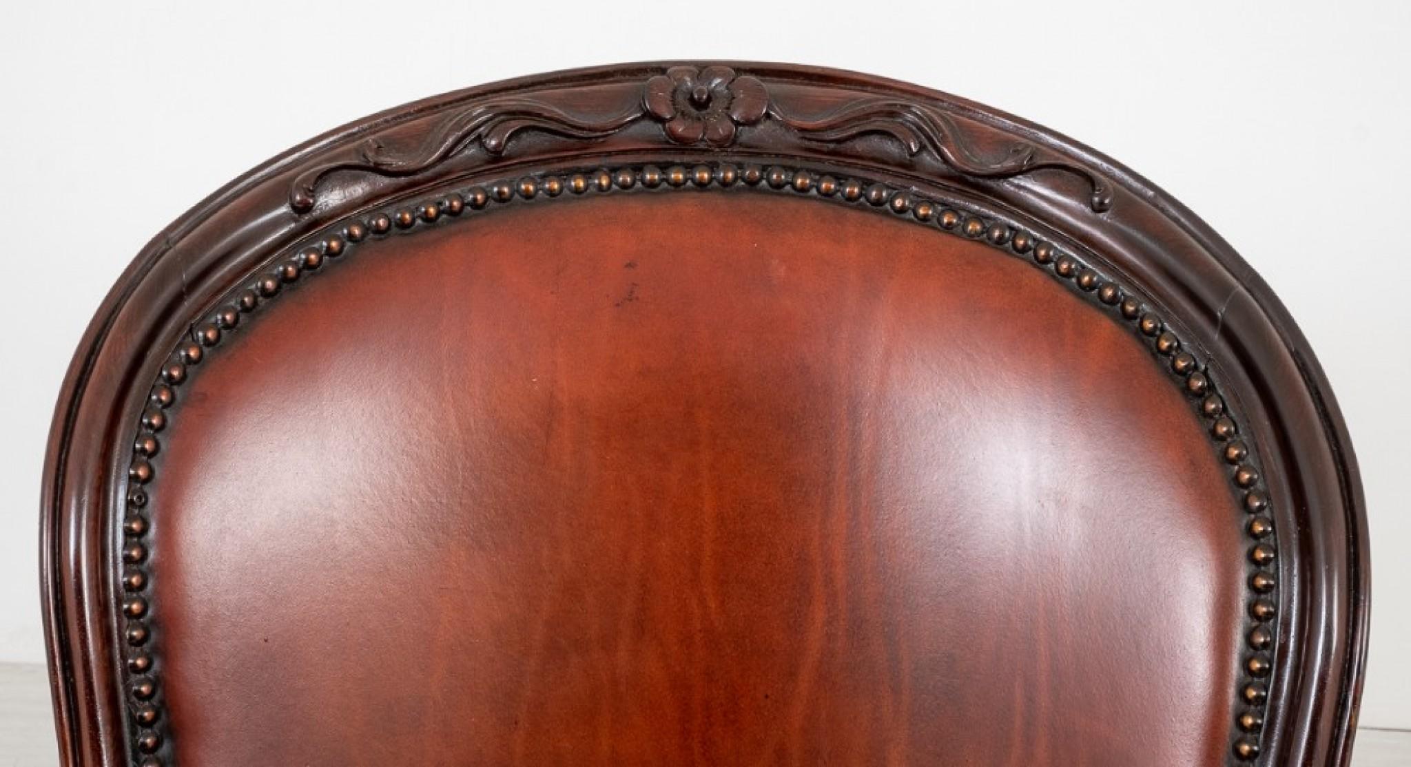 Victorian Arm Chair Leather Seat Cabriole Leg, 1860 For Sale 4
