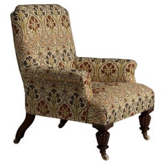 Victorian Armchair in Tiffany Jewel Fabric, England circa 1850