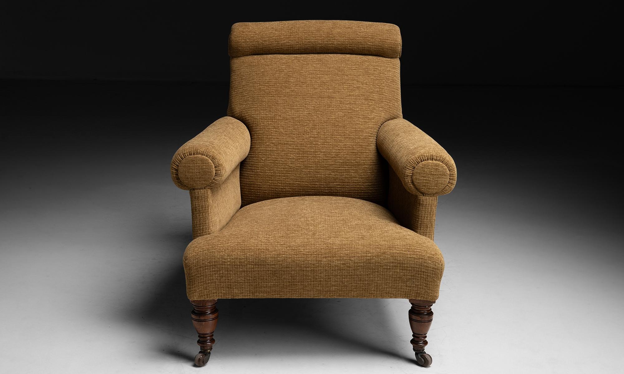 Late 19th Century Victorian Armchairs in Pierre Frey Chenille Circa 1890