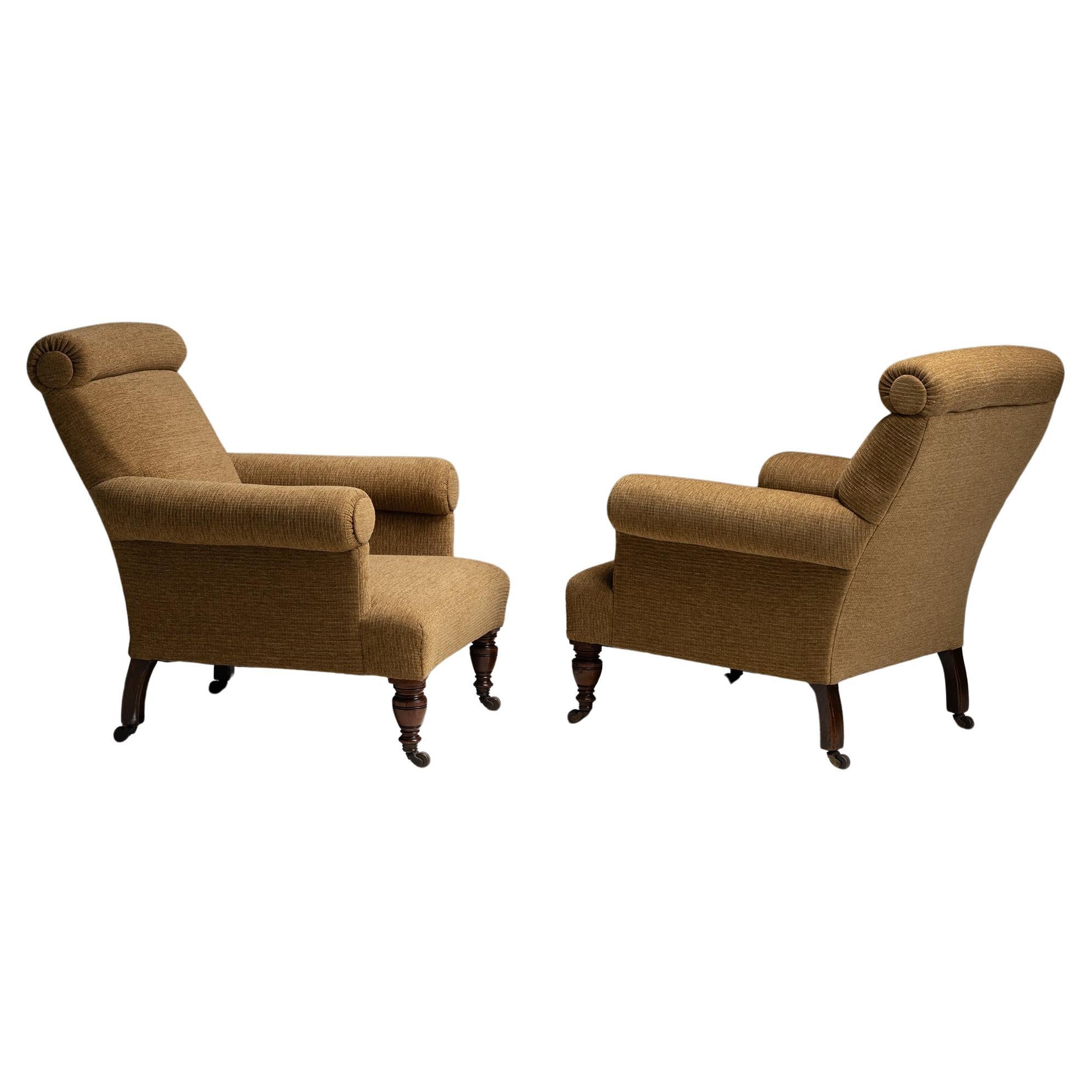 Victorian Armchairs in Pierre Frey Chenille Circa 1890 For Sale