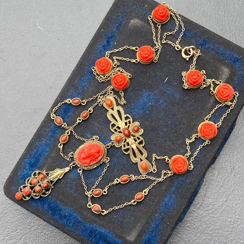Victorian Art Nouveau Kamee Swag Halskette im Angebot 5