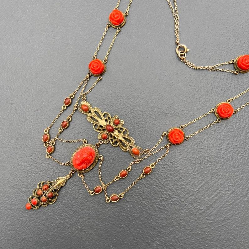 Victorian Art Nouveau Kamee Swag Halskette (Art nouveau) im Angebot