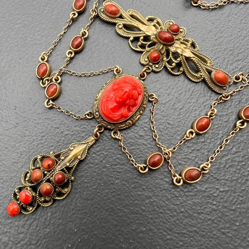 Victorian Art Nouveau Kamee Swag Halskette im Angebot 2