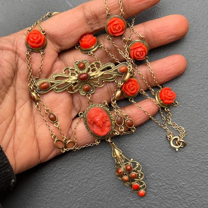 Victorian Art Nouveau Kamee Swag Halskette im Angebot 3