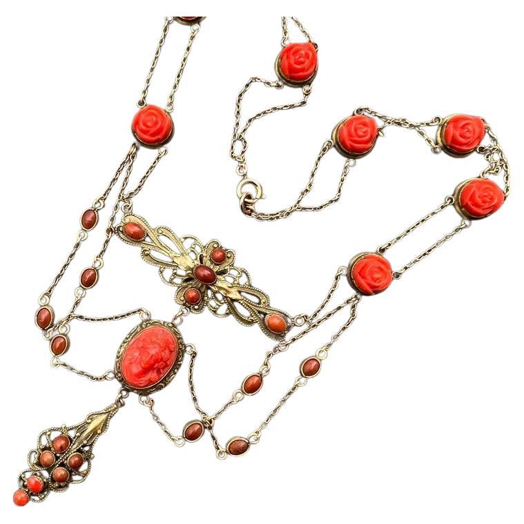 Victorian Art Nouveau Cameo Swag necklace