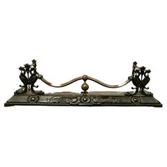 Antique Victorian Art Nouveau Cast Iron and Brass Fender This is Beautifully Designed
