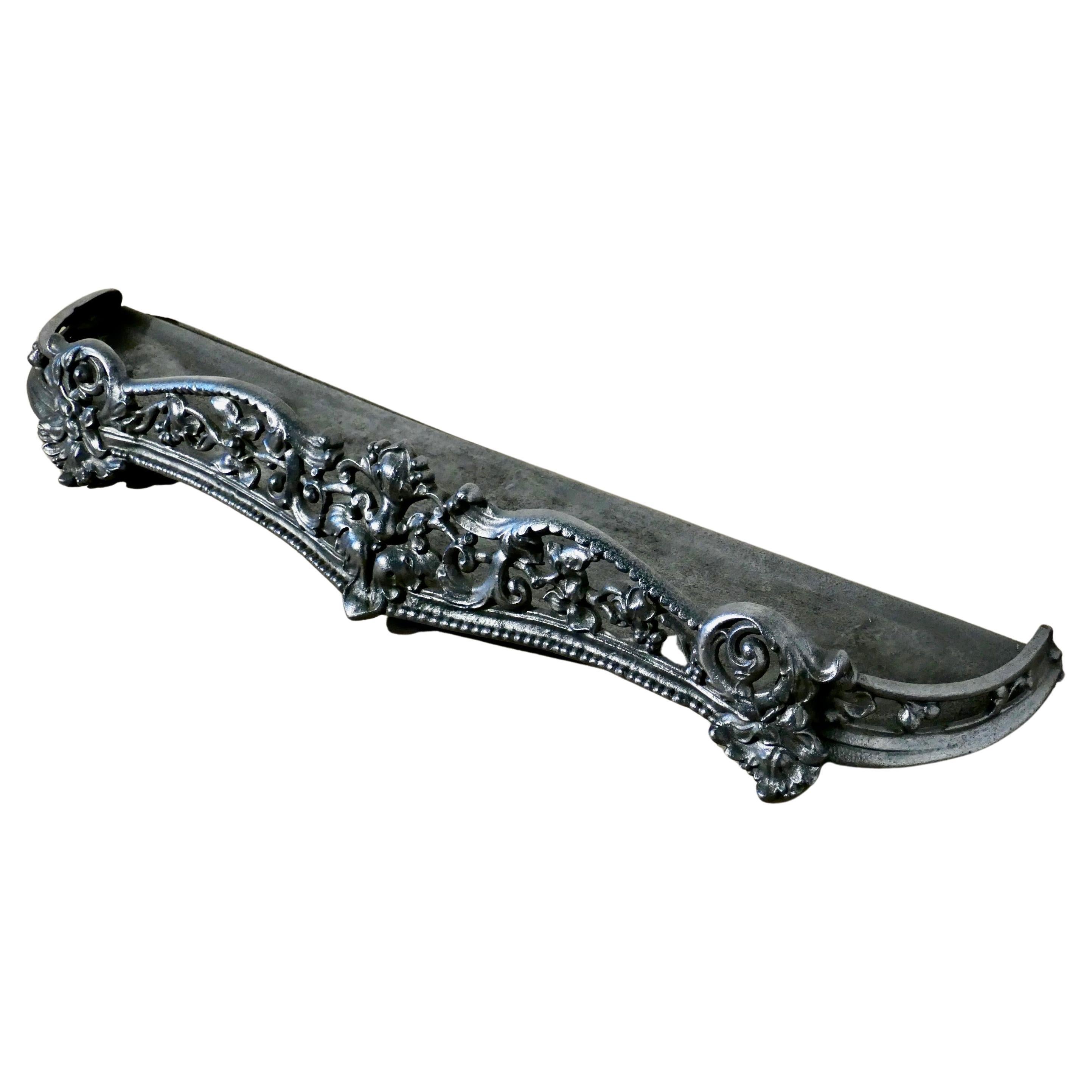 Victorian Art Nouveau Cast Iron Fender or Dog Grate For Sale