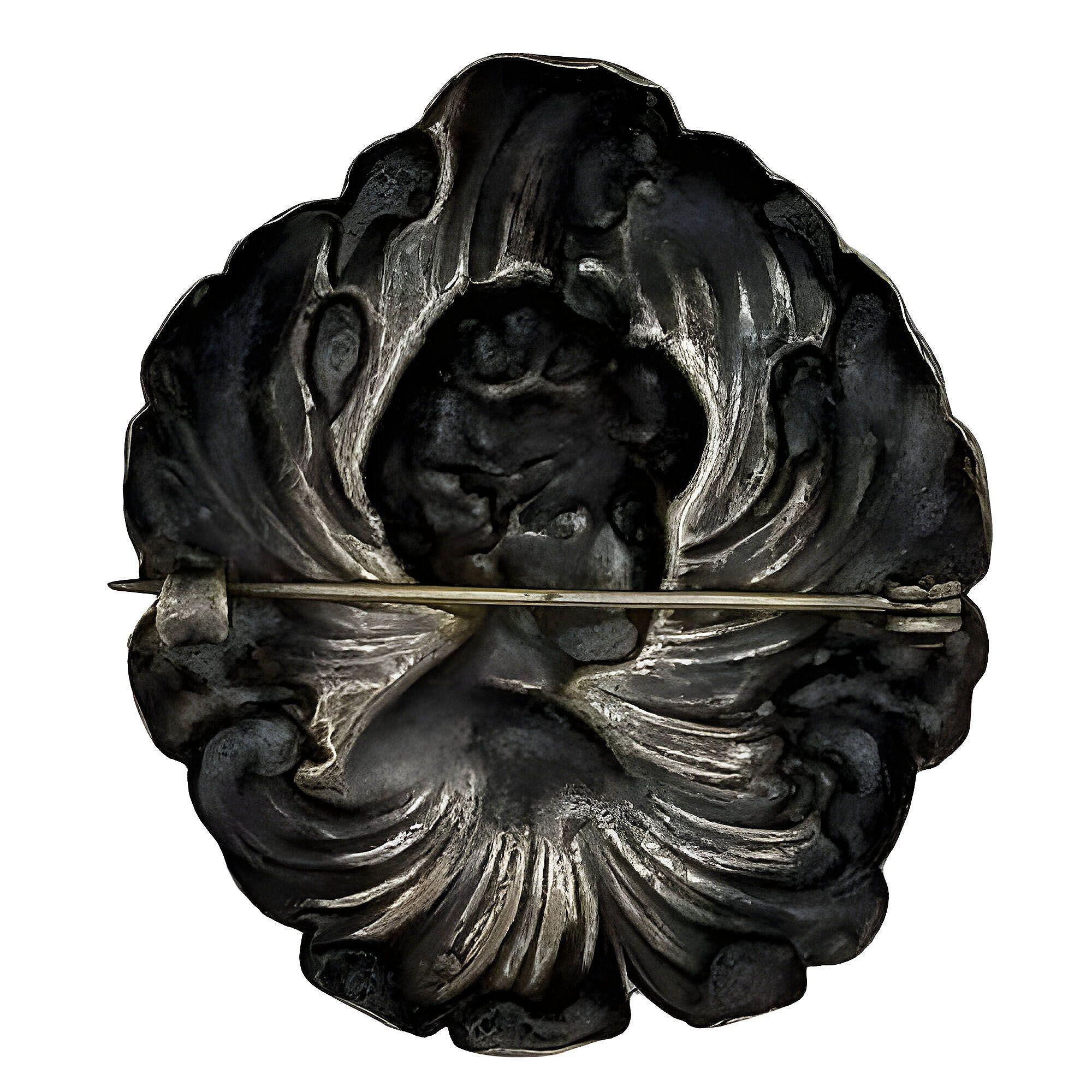 Victorian Art Nouveau Gibson Girl Portrait Pin Girl Brooch In Fair Condition For Sale In Van Nuys, CA