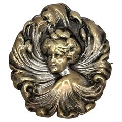 Victorian Art Nouveau Gibson Girl Portrait Pin Girl Brooch