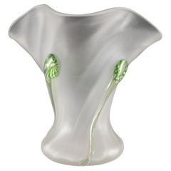Victorian / Art Nouveau Green & Clear Glass 'Tadpole Trails' Vase