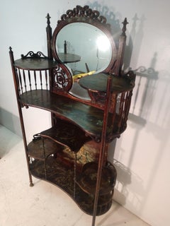Victorian Art Nouveau Mirrored Hand Painted Étagère