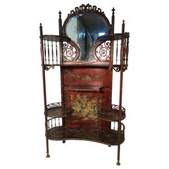 Victorian Art Nouveau Mirrored Hand Painted Étagère