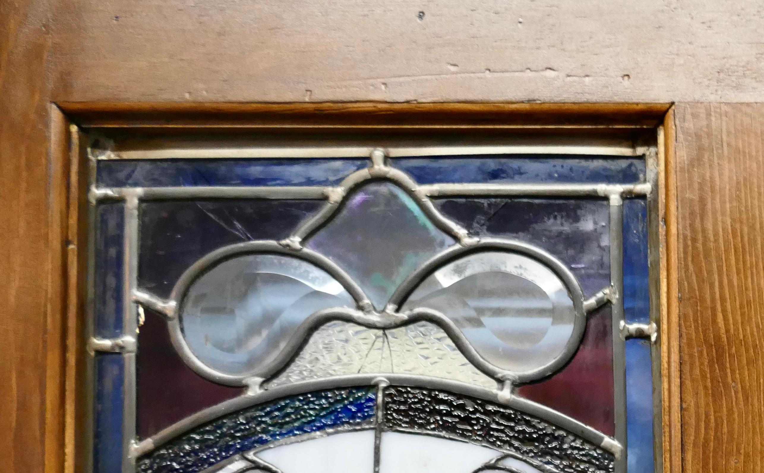 Victorian Art Nouveau Stained Glass Panel Door In Good Condition In Godshill, Isle of Wight