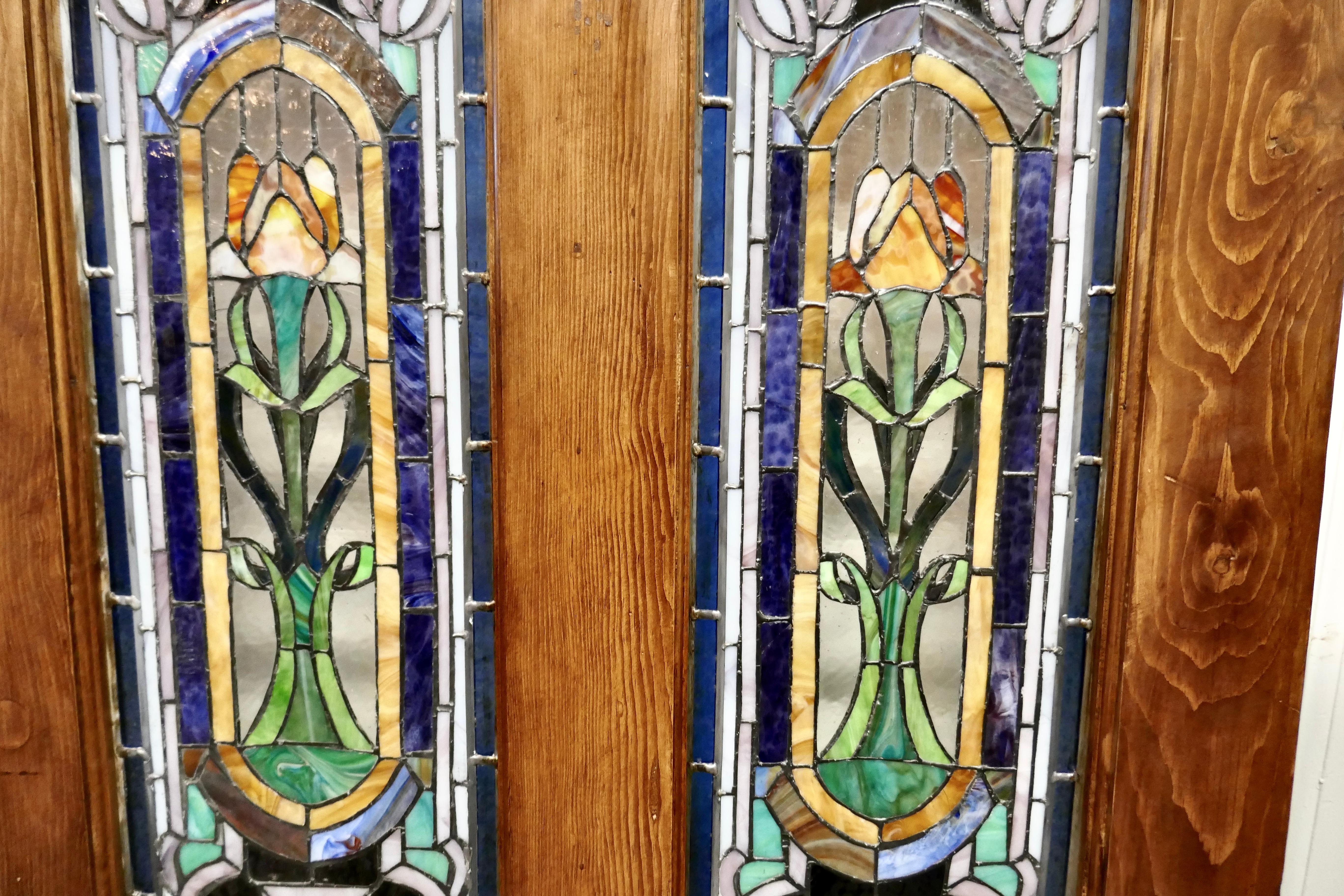 Victorian Art Nouveau Stained Glass Panel Door 3