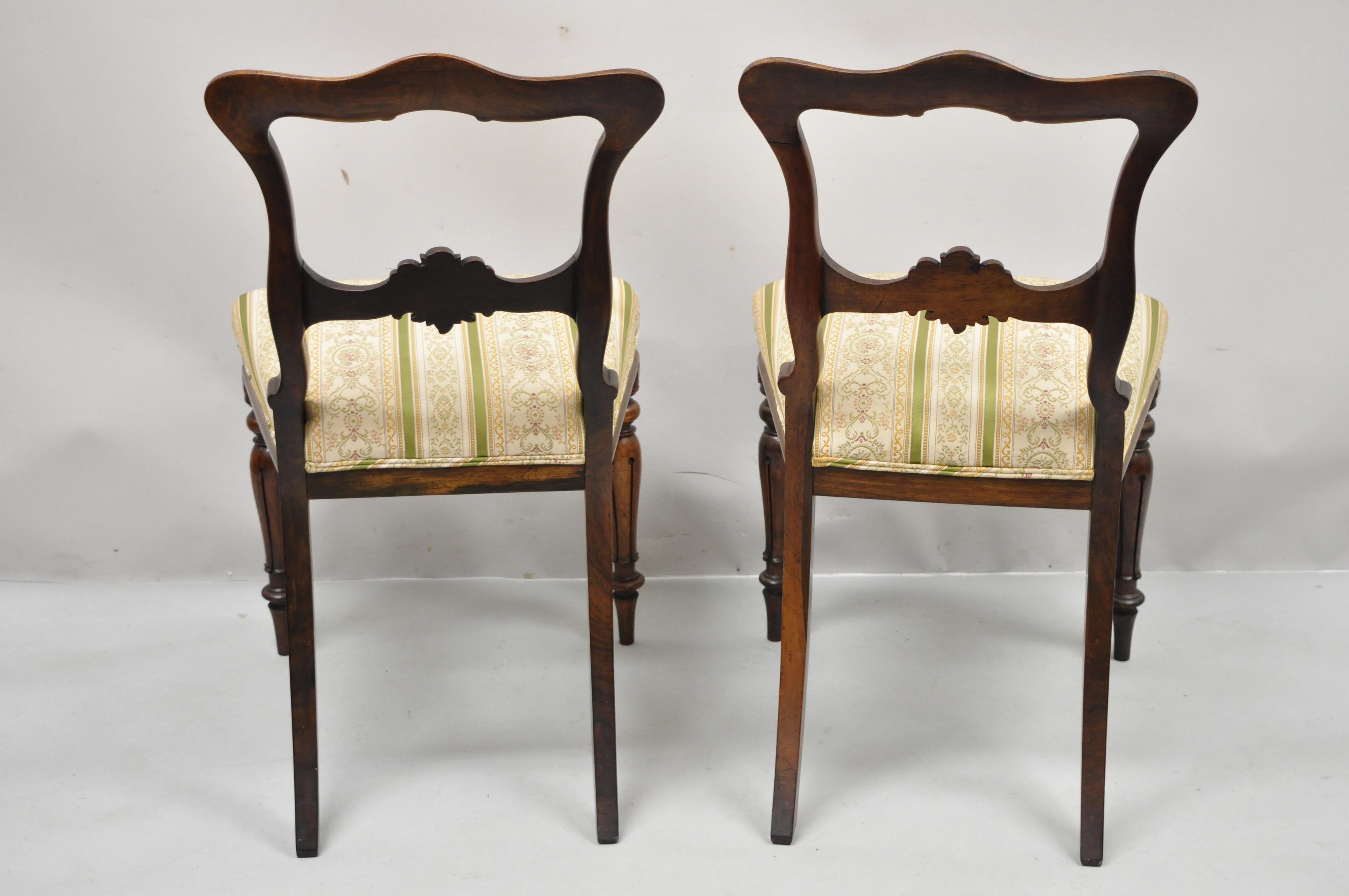 Victorian Art Nouveau Transitional Rosewood Carved Parlor Side Chairs, a Pair For Sale 4