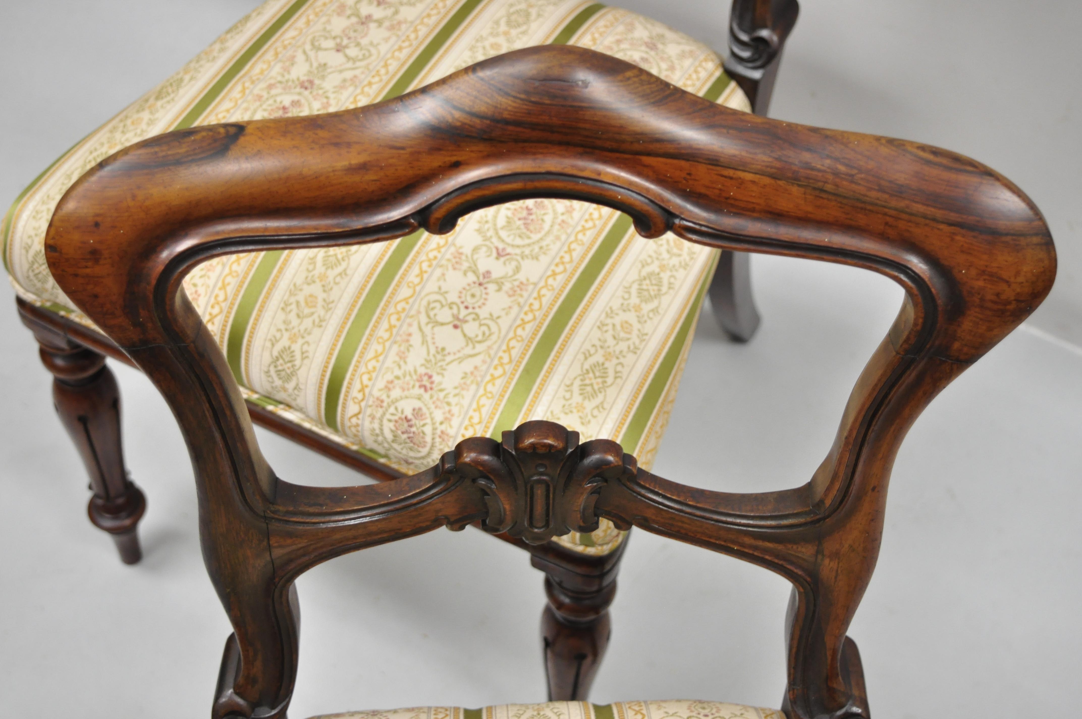 Victorian Art Nouveau Transitional Rosewood Carved Parlor Side Chairs, a Pair In Good Condition For Sale In Philadelphia, PA