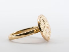 14K Gold Vintage Art Nouveau Woman Face Pin Converted to Ring Diamond Accent