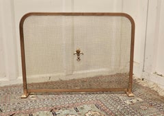 Victorian Arts and Crafts Brass Fire Guard, Spark Screen