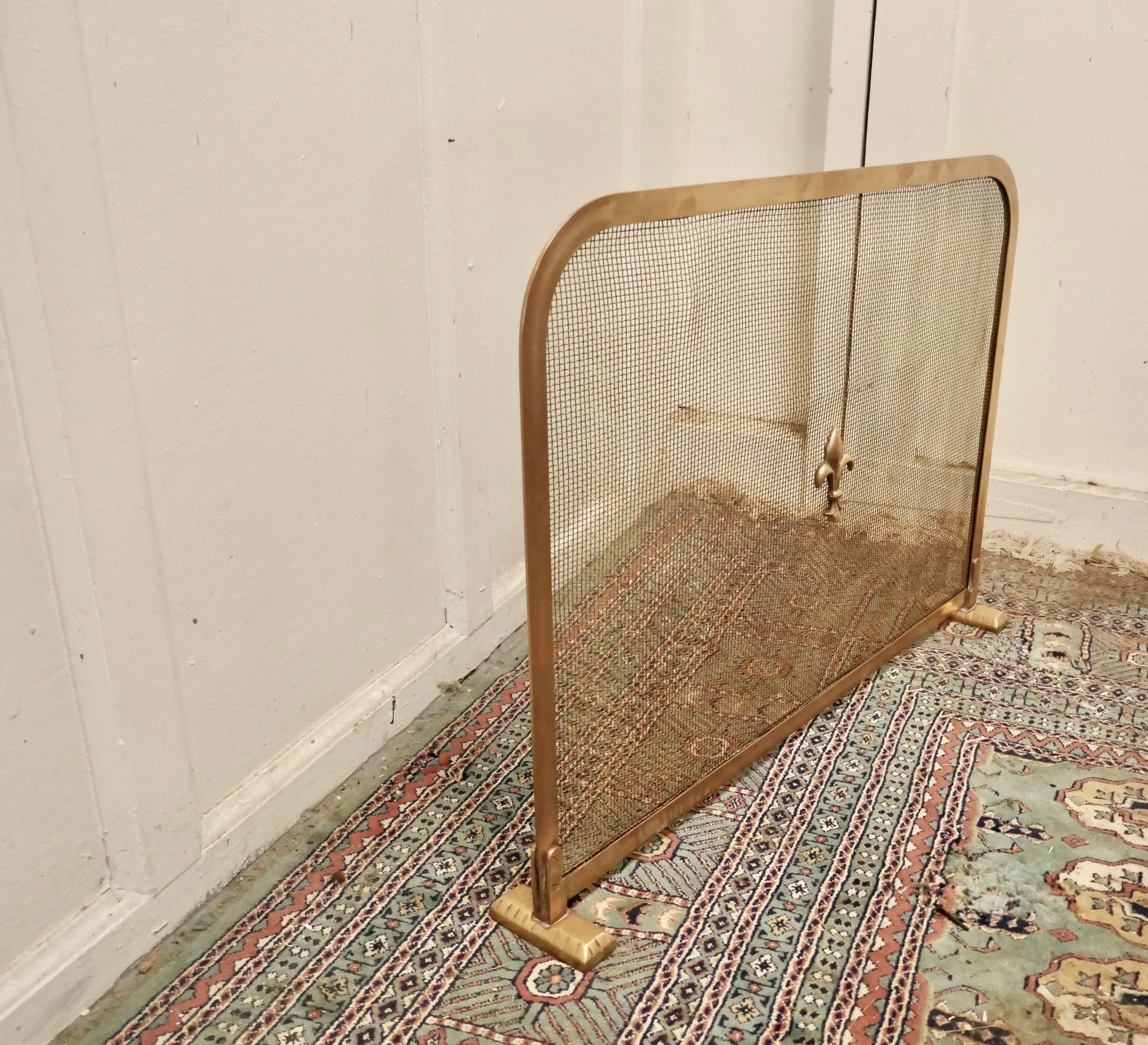 Victorian Arts and Crafts Brass Fire Guard, Spark Screen In Good Condition In Chillerton, Isle of Wight