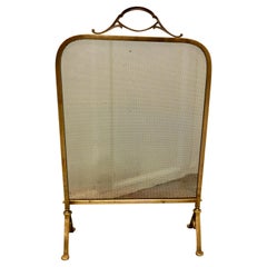 Victorian Arts and Crafts Brass Fire Guard, Spark Screen