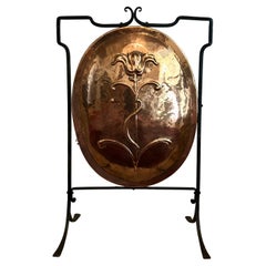 Victorian, Arts and Crafts Copper and Iron Fire Screen