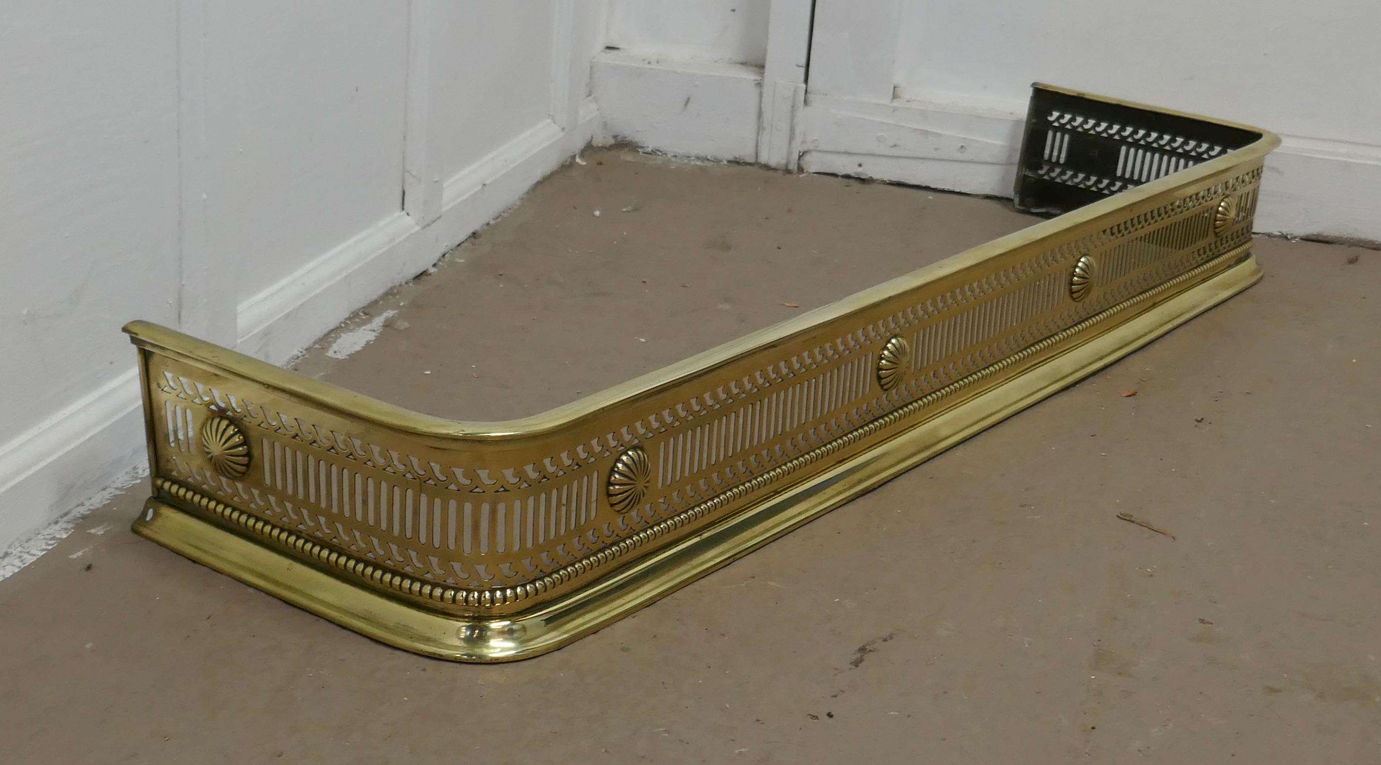 Arts and Crafts Victorian Arts & Crafts Pierced Brass Fender For Sale