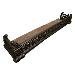 Victorian Arts & Crafts Cast Iron Fender Decorated with Sun Flowers