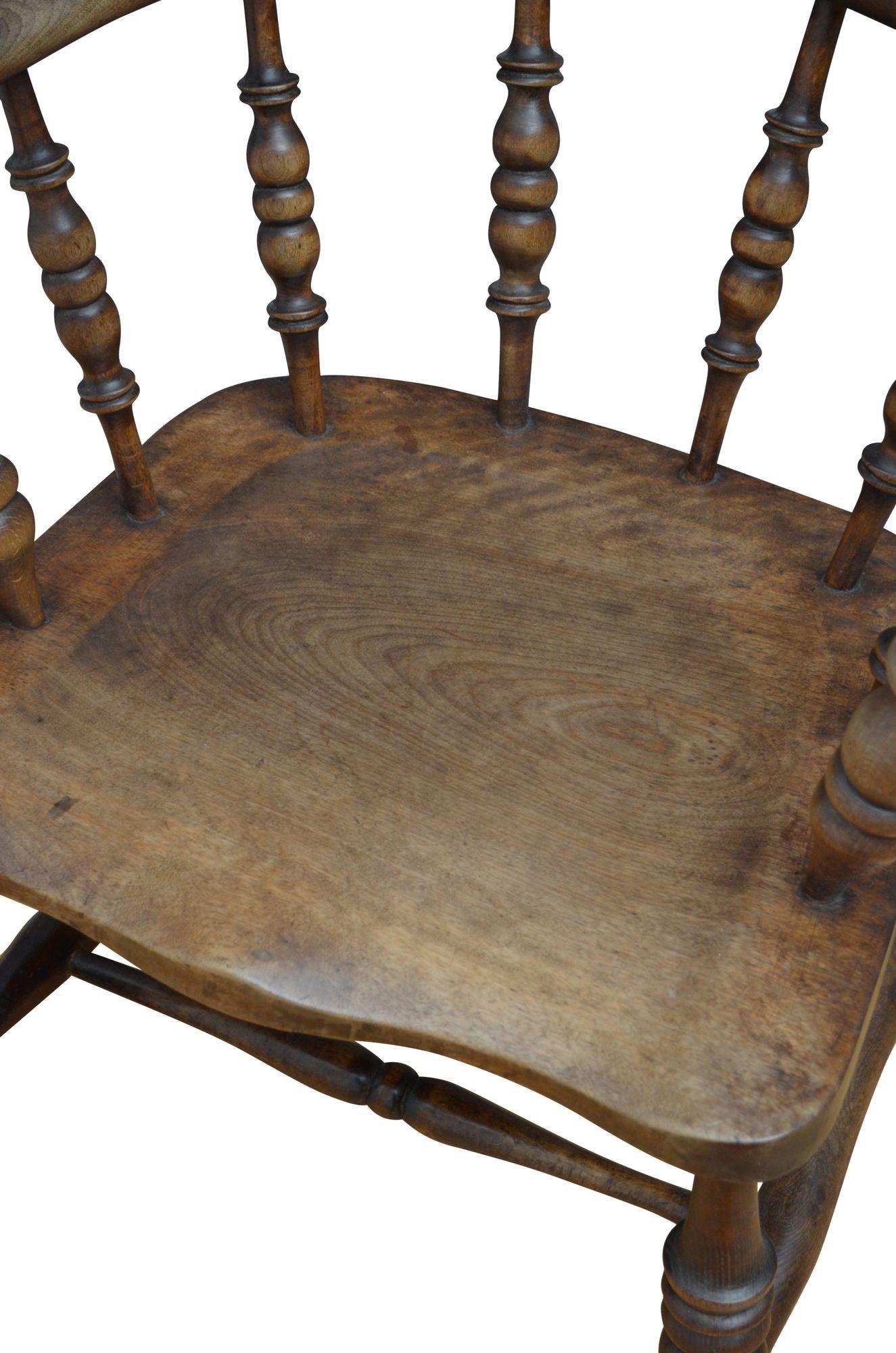 19th Century Victorian Ash and Elm Smokers Bow Chair For Sale