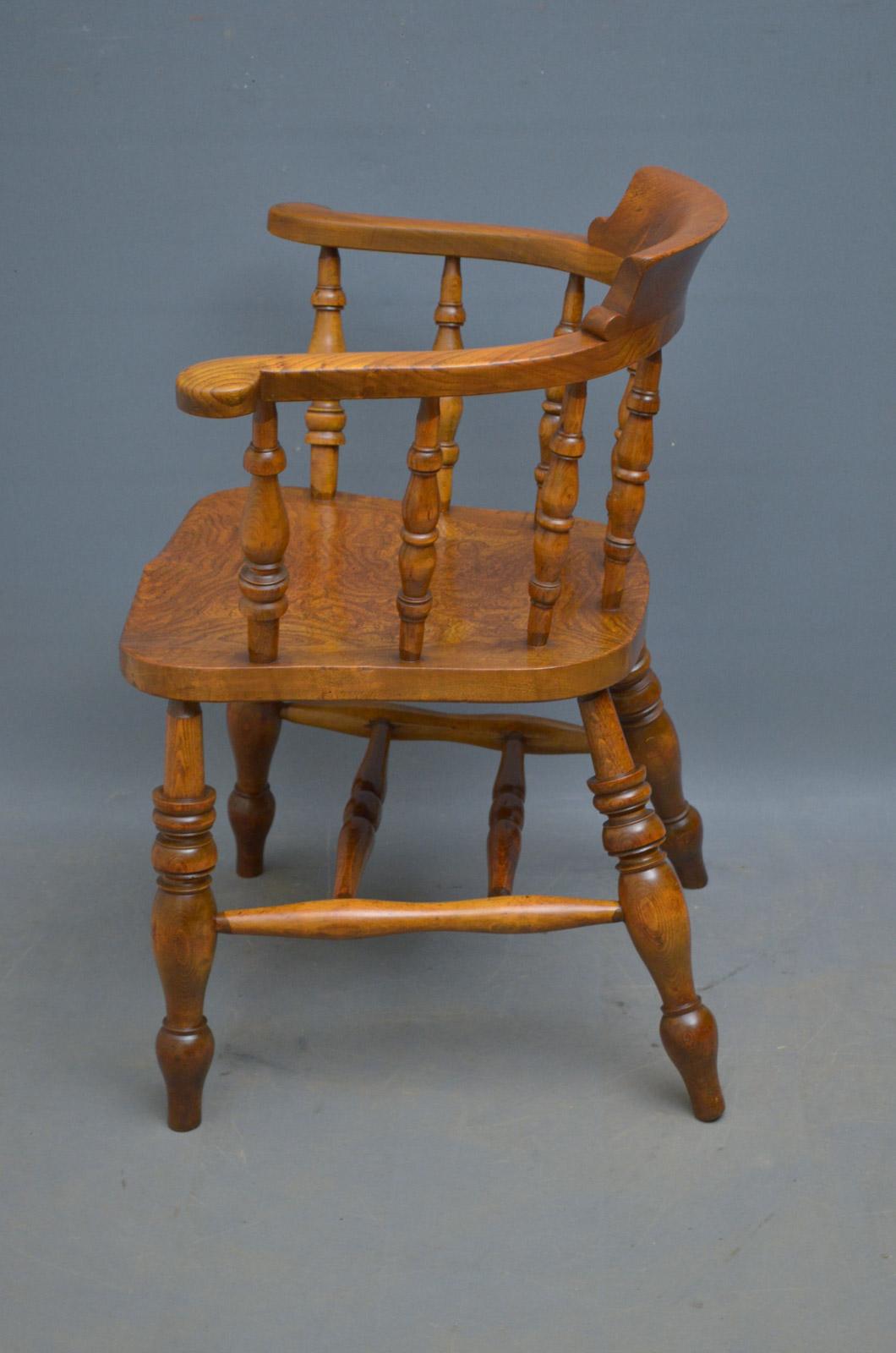 English Victorian Ash and Elm Smokers Bow Chair
