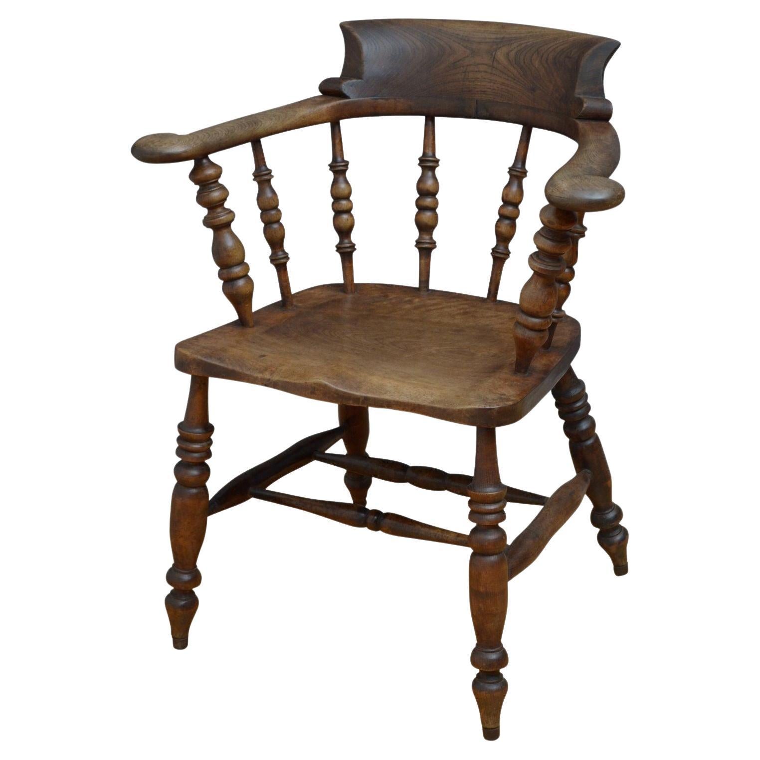 Victorian Ash and Elm Smokers Bow Chair For Sale