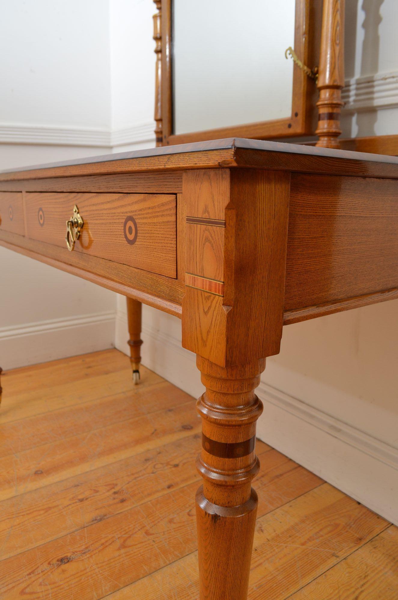 Victorian Ash Inlaid Dressing Table For Sale 1