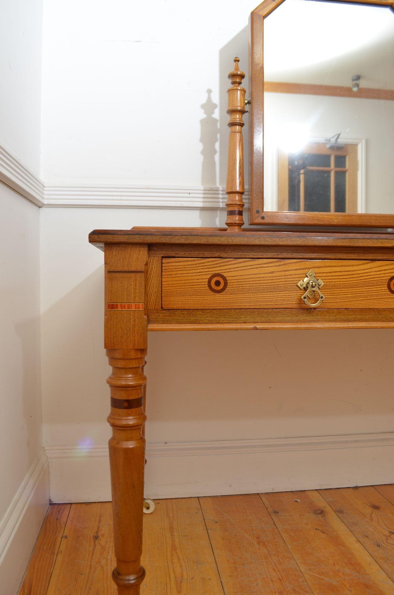 Victorian Ash Inlaid Dressing Table For Sale 2