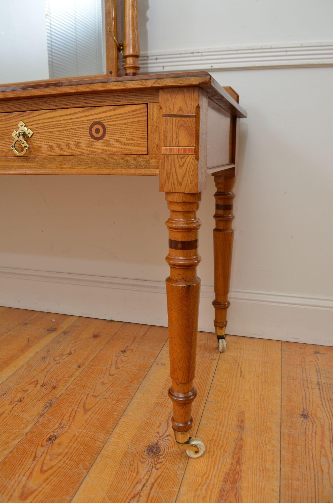 Victorian Ash Inlaid Dressing Table For Sale 4