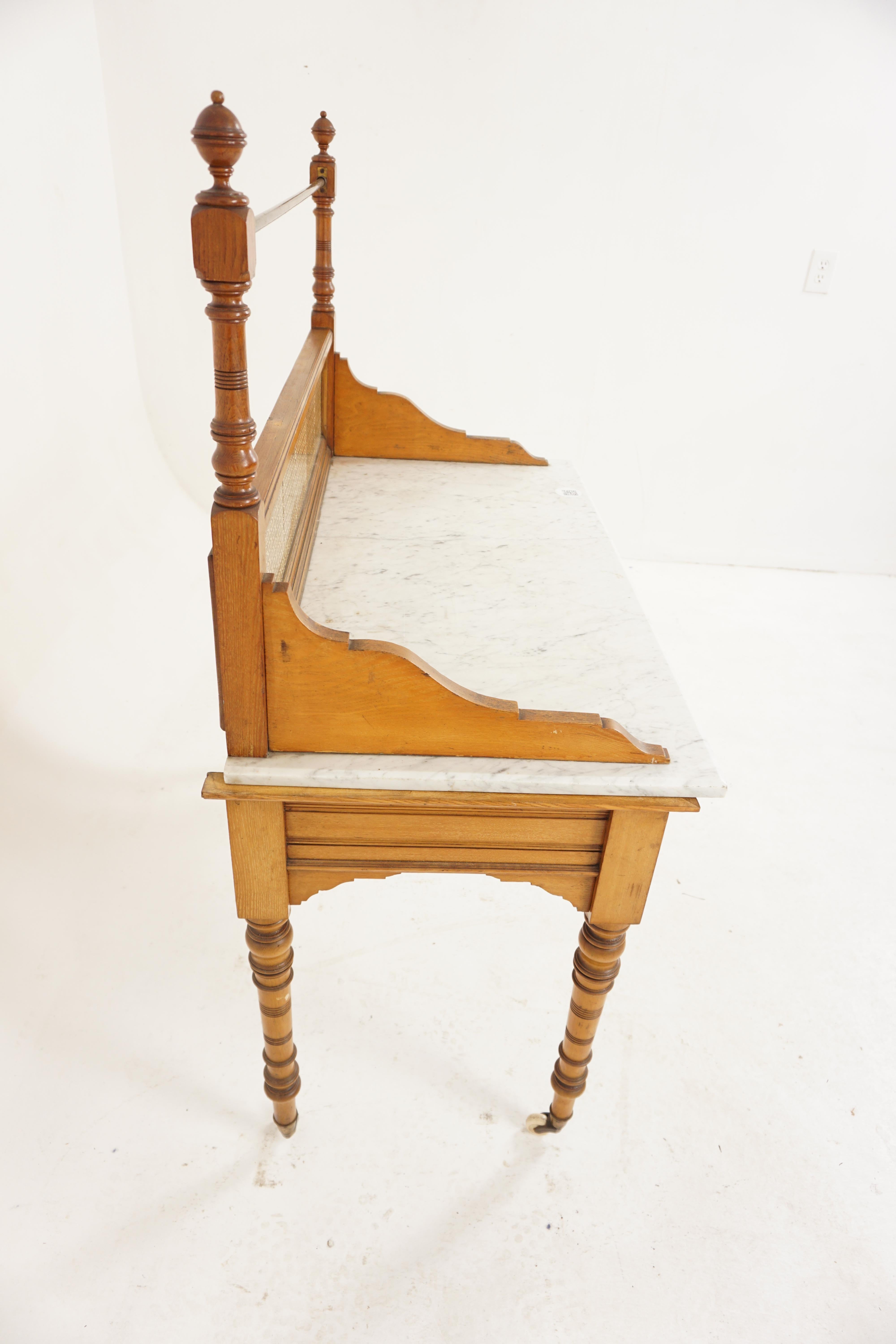 Victorian Ash Marble Top Washstand, Hall Table, Scotland 1880, H537 6