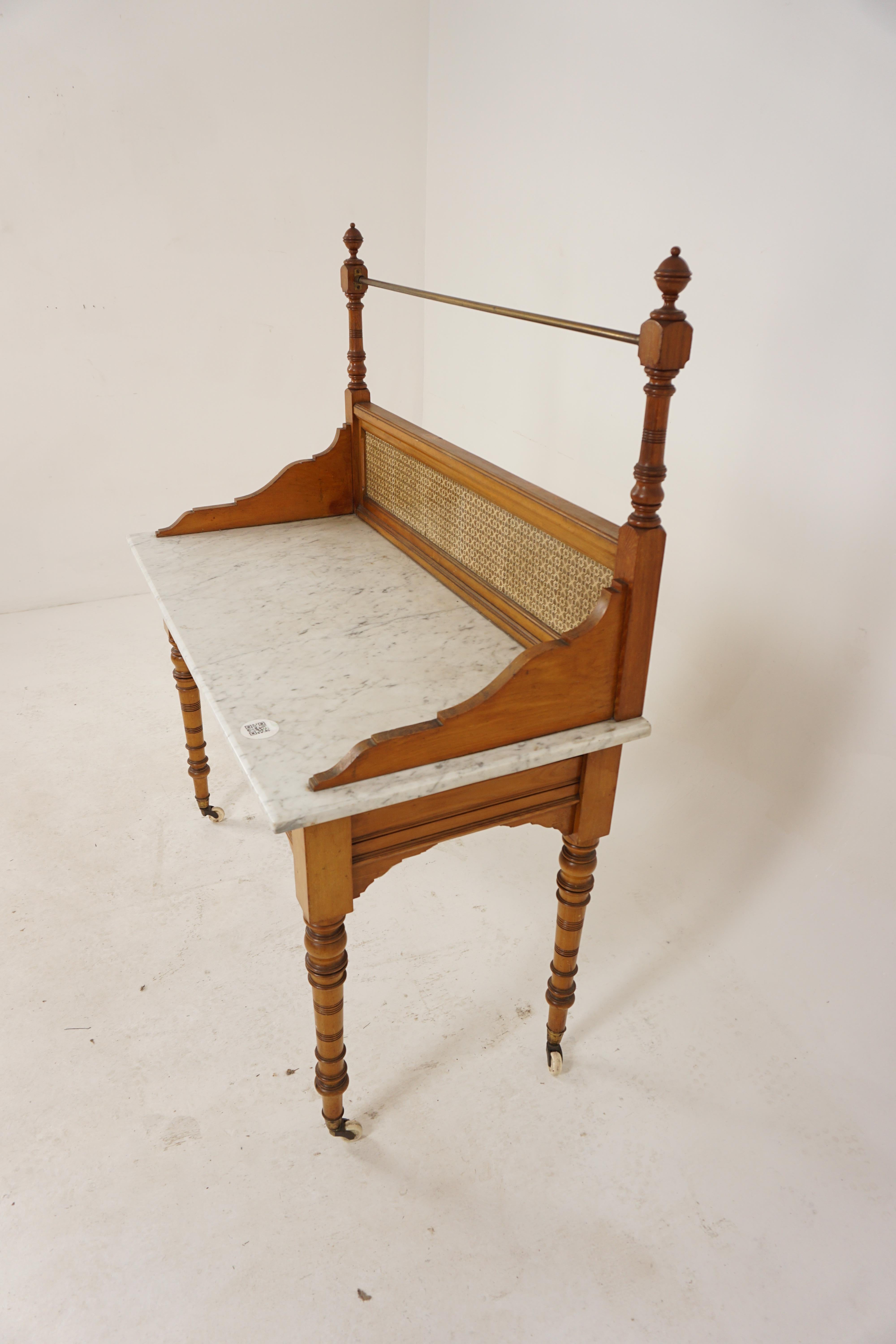 Victorian Ash Marble Top Washstand, Hall Table, Scotland 1880, H537 4