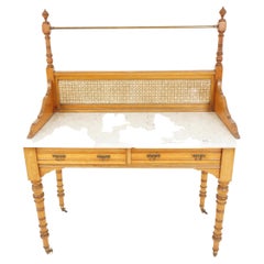 Victorian Ash Marble Top Washstand, Hall Table, Scotland 1880, H537